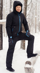 Утеплённый прогулочный лыжный костюм Nordski Montana Black мужской с лямками