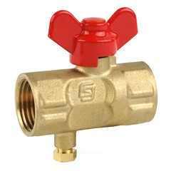 Кран для манометра шаровой латунь 11б27п(м)2 Ду 15 Ру16 ВР G1/2" с бабочкой без фланца с краном Маевского SantechSystems