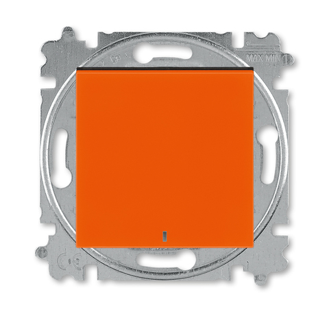 Выключатель/переключатель одноклавишный с ориентационной подсветкой LED голубого цвета на 2 направления(проходной). Цвет Оранжевый / дымчатый чёрный. ABB. Levit(Левит). 2CHH590646A6066+2CHU165443A4000