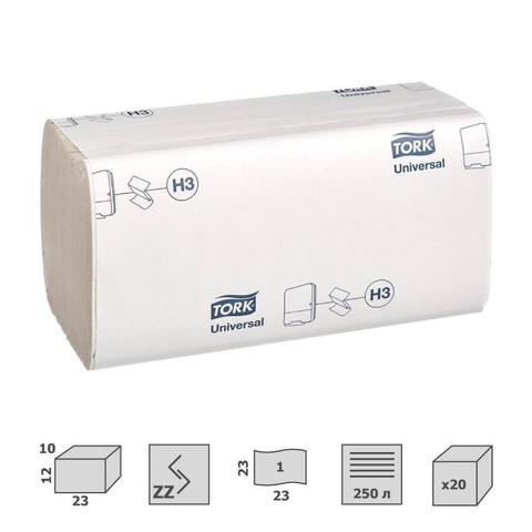 Полотенца бумажные листовые Tork Universal ZZ-сложения 1-слойные 20 пачек по 250 листов (артикул производителя 120108) (H3)