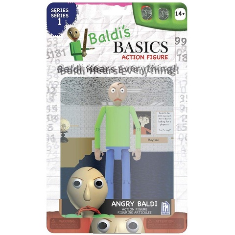 BALDI'S BASICS - Angry Baldi Action Figure (5 Tall Posable Figure w/ 2  Accessories, Series 1)