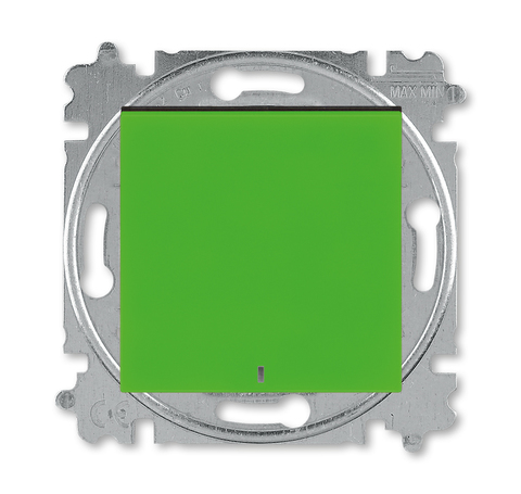 Выключатель/переключатель одноклавишный с ориентационной подсветкой LED голубого цвета на 2 направления(проходной). Цвет Зелёный / дымчатый чёрный. ABB. Levit(Левит). 2CHH590646A6067+2CHU165443A4000