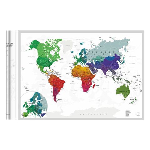 Скретч-карта мира A1 - 84 х 60 см (SILVER)