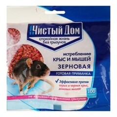 Средство от крыс и мышей Чистый дом зернистая приманка 200г