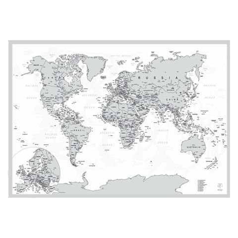 Скретч-карта мира A1 - 84 х 60 см (SILVER)