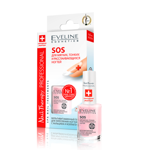 EVELINE Nail Therapy SOS Для хрупких и ломких ногтей с кальцием и коллагеном 12мл