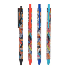 Ручка шариковая, масляная, автоматическая, Vinson, синие чернила, серия "VINSON KNITTING", 4 цвета корпуса, 24 шт