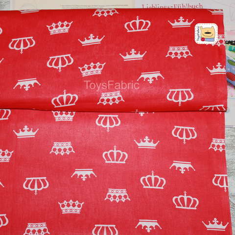 Ткань бязь Д24 Короны на красном (75х50см)
