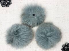 Меховой помпон енот, d 8-9 см, серо-голубой