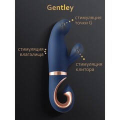 Вибратор кролик для стимуляции точки G и клитора с 2 моторами Gvibe Gentley Caribbean Blue, 19.9х4.2 см