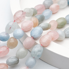 Берилл бусины, фриформ, размер около 8,5-12*7,5-8,5 мм, цена за 9 шт (1/4 нити)