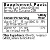 Жидкий витамин D3 и K2, Nature's Answer Vitamin D3 and K2 Liquid, 15 ml 2