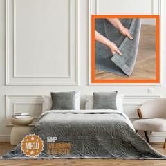 Комплект шторы и покрывало в спальню ГОЛДД (арт. BL10-400-03) - серый /ЛЮКС/