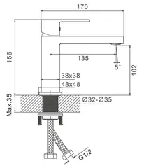 Смеситель для раковины BELZ B10658-5 латунь, брашированное золото