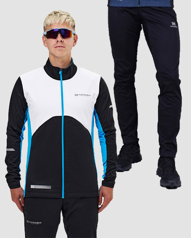 Элитный лыжный костюм Nordski Pro 2.0-1.0 White/Black/Light Blue мужской