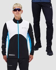 Элитный лыжный костюм Nordski Pro 2.0-1.0 White/Black/Light Blue мужской
