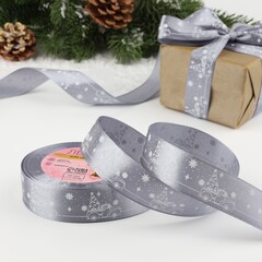 Лента Атласная (2,5см*23±1м), Машина с елкой, Серый, 1 шт.