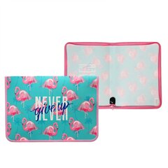 
          Папка 1 отделение, А4 230х325х25 мм, Пчелка, пластик, дизайн с двух сторон, молния вокруг, "Фламинго и пальмы"