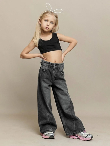 006_ДО24 Джинсы (брюки) для девочки, снежный серый