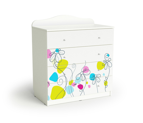 Комод МАМА "Цветы", Белый