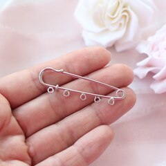 УЦЕНКА!!! Булавка брошь, 5 петелек, 50 мм, серебро, У100