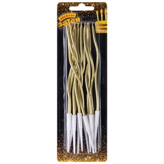 Свечи Коктейльные, Волна, с держателями, Золото, Металлик, 13 см, 12 шт.