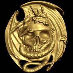 Силиконовый молд Череп с драконом