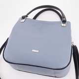 Сумка Саломея 203 гладкий серо-голубой + черный