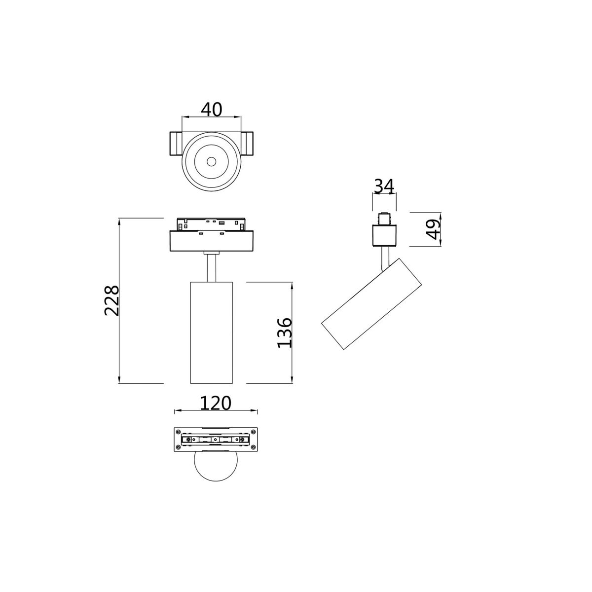 Трековый светодиодный светильник для магнитного шинопровода Maytoni Track Lamps TR019-2-7W4K-B