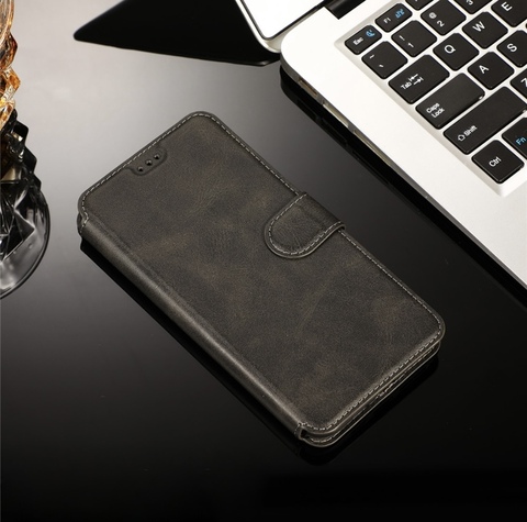 Чехол книжка-подставка кожаный с магнитной застежкой для Samsung Galaxy A32 4G (Черный)