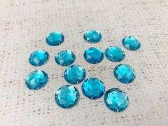 Стразы пришивные акрил, d 1,6 см, голубой