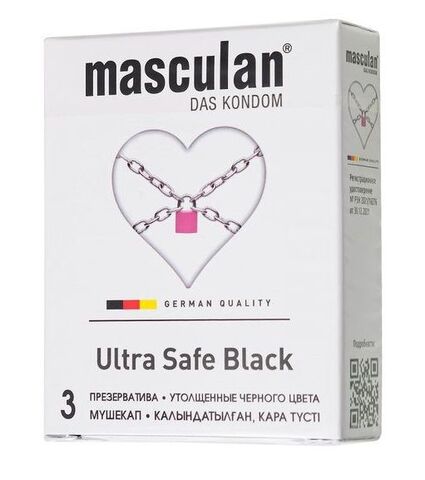 Ультрапрочные презервативы Masculan Ultra Safe Black - 3 шт. - Masculan Masculan Ultra Safe Black №3