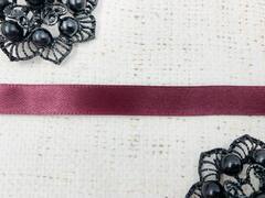Лента атласная, ш. 1,2 см, тёмный-марсала
