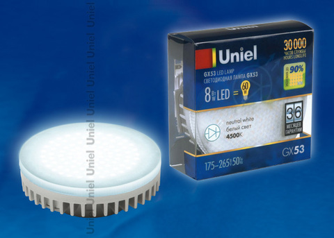Uniel Лампа Светодиодная LED-GX53-8W/NW (Холодный белый свет)
