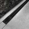 Желоб BERGES водосток напольный SUPER Slim 600 нержавеющая сталь, решетка  матовый черный, S-сифон D50 боковой