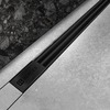 Желоб BERGES водосток напольный SUPER Slim 600 нержавеющая сталь, решетка  матовый черный, S-сифон D50 боковой