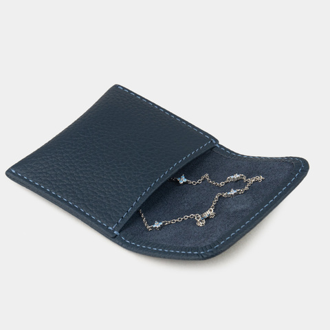 Кофр для украшений Small из кожи теленка, синего цвета