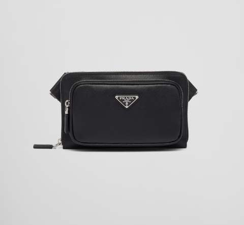 Сумка на пояс Prada черный из кожи saffiano
