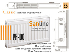 Радиатор Prado Classic Тип 20x300x2000 Боковая подводка