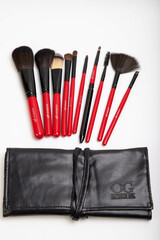 OG Набор кистей из натуральной щетины №10 в кошельке на завязках ЧЕРНЫЙ (10 кистей)