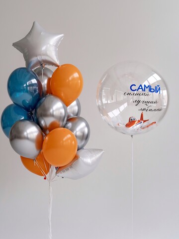 Связка гелиевых шаров Самолет для самого!