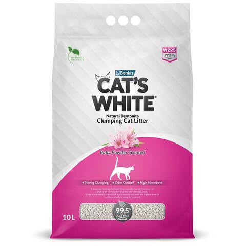Cat's White Baby Powder комкующийся наполнитель с ароматом детской присыпки для кошачьего туалет 10л