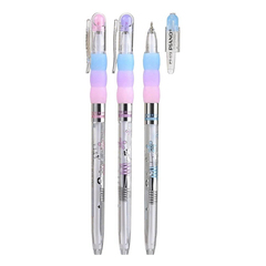 Ручка шариковая, масляная, Piano, синие чернила, прозрачный корпус с рисунком, 50 шт