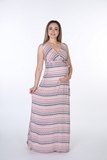 Платье для беременных 06185 коричневый-бежевый