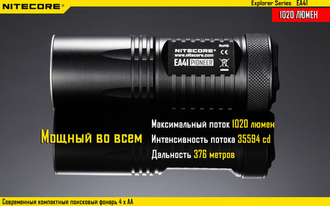 Фонарь ручной Nitecore P20 V2 черный лам.:светодиод. AAx4 (17301)
