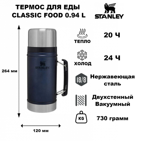 Картинка термос для еды Stanley Classic Food 0.94L Синий - 1