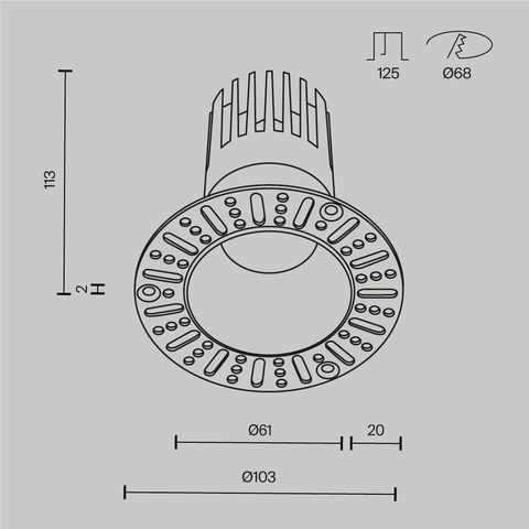 Встраиваемый светодиодный светильник Maytoni Dip DL122-15W-4K-TRS-B