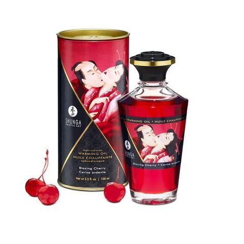 Shunga Масло интимное массажное разогревающее Пылающая вишня, 100ml