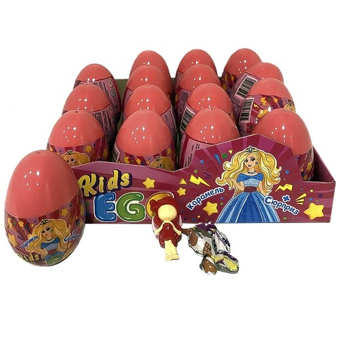 Яйцо Пластик кар+игр.Kids Egg Девочки 1кор*6бл*16шт,10г