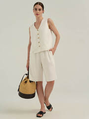 Шорты бермуды MAJE из 100% льна белого цвета